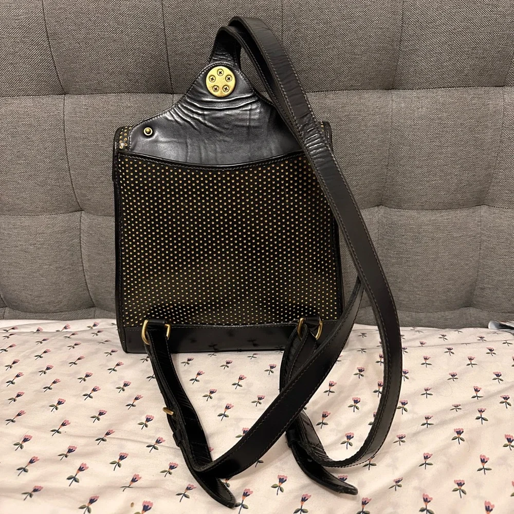 Vintage Y2K Dooney & Bourke Cabriolet black perforated leather backpack - Picture 2 of 10